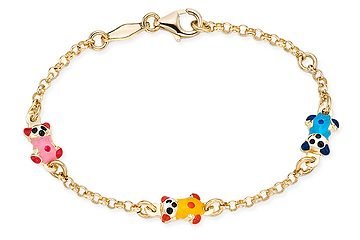 Childrens 14K Gold Enamel Charm Bracelet