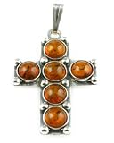 Oxidized Cognac Amber Cross Pendant