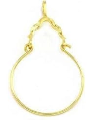 14K Gold Charm Holder Diamond-Cut Pendant Jewelry 34mm