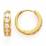 14K HUGGY CZ EARRINGS CZ/1.20CTW