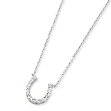 Sterling Silver CZ Horshoe Necklace - 16 Inch