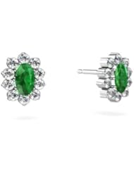 Genuine Emerald 14kt White Gold Earrings