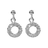 Sterling Silver Pave Drop Circle Post Earrings