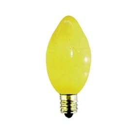 5 Watt Ceramic Yellow C7 Light Bulb / Candelabra Base / Incandescent Christmas Light Bulb / Holiday Light Bulb