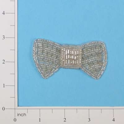 Applique Bow Silver Each Appliques For Clothing. Applique Bow Silver Each