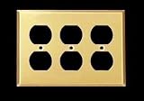 Wall Plates Brushed Solid Brass, Beveled Triple Outlet wall plate