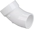 NIBCO 4806-2 Series PVC DWV Pipe Fitting, 45 Degree Elbow, Spigot x Hub