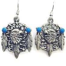 Earth Spirit Earrings - Eagle Dream Catcher - Earth Spirit Earrings - Eagle Dream Catcher