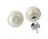 Sterling Silver 9mm Round White Fresh Water Cultured Pearl Ball Back Post Finding Stud Earrings