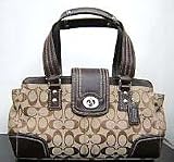 Authentic Coach Hampton Signature Leather Carryall Handbag 13975 Khaki