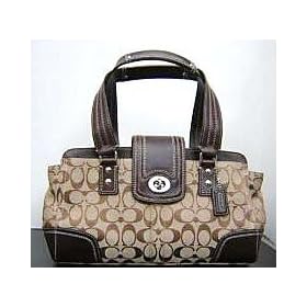Authentic Coach Hampton Signature Leather Carryall Handbag 13975 Khaki