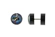 Genuine Ed Hardy Anodized Black Fake Plug - Wolf with Hat Logo -16g Wire - 10mm - Sold as a Pair