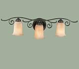 Murray Feiss VS8103-CB Three-Light Tuscan Villa Collection Vanity Strip, Corinthian Bronze with Beige Etruscan Glass Shades