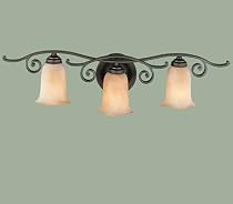 Murray Feiss VS8103-CB Three-Light Tuscan Villa Collection Vanity Strip, Corinthian Bronze with Beige Etruscan Glass Shades