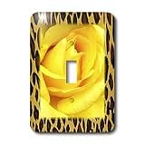 Florene Décor II - Cheetah Print With Yellow Rose - Light Switch Covers - single toggle switch