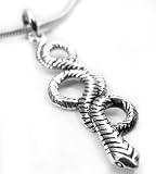 Long Sterling Silver Coiled Snake Serpent Charm Pendant