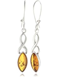 Sterling Silver Celtic Design Amber Dangle Earrings