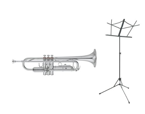 Conductor Model 200N Bb Silver Nickel Student Trumpet w/ Case, Mouthpiece, Trumpet Stand and 1 Year Warranty