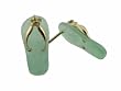 Light Green Jade Flip Flop Plumeria Strap Sandal Earrings, 14k Gold