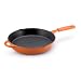 Rachael Ray 12-Inch Cast Iron Skillet with Silicone Grip Handles, Orange with Matte Black Interior