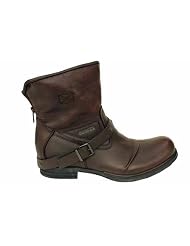Bunker Barber Mens Brown Heeled Leather Biker Boots by Bunker