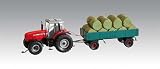 Faller 161552 MF Tractor (Wiking) with Round-Bale Trailer (Brekina) V