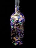 Friends like Wine... Design - Hand Painted - Wine Bottle w/ hand painted stopper