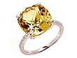 18k White Gold Cushion Cut Yellow Beryl & Diamond Ring Size 6 Ct.tw 5.30