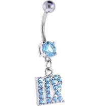 Light Blue Cubic Zirconia VIRGO Zodiac Belly Ring