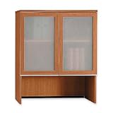 BUSH INDUSTRIES Milano Hutch with Glass Doors, 35-3/4w x 15-3/8d x 43-1/8h, Golden Anigre