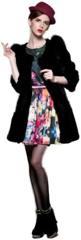 Little Victoria Women's Coat Shawl Long Section Of Rex Rabbit Fur Coat Black 10