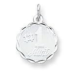 Sterling Silver #1 Aunt Disc Charm with 20 inch Sterling Silver Chain