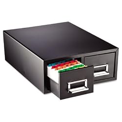 STEELMASTER Small Double Card File Drawer, Fits 3 x 5 Cards, 3000 Card Capacity, 12.31 x 5.19 x 16 Inches, Black (263F3516DBLA)