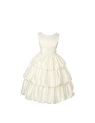 Girls Tea Length Polyester/Satin   Dress With a Bow(s) and a Sash 