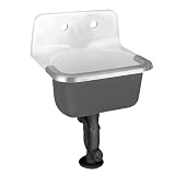American Standard 7692.008.020 Lakewell Enameled Cast Iron Service Sink with 8-Inch Faucet Spacing, Drilled Back and Rim Guard, White
