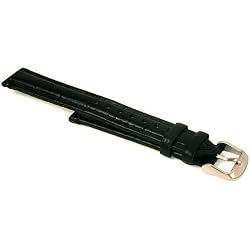 Black Leather Alligator Grain Watch Band Long 18mm New