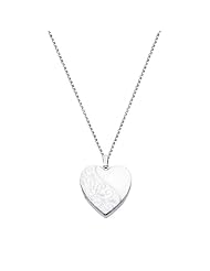 Sterling Silver Engraved Heart Locket Pendant (0.95" or 24mm Height) with 1.5mm Rolo Cable Chain - 18" Inches