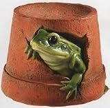 ORNAMENTAL GARDEN PLANT POT WITH PEEPING FROG