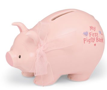 Childrens Toyshop   : Ceramic Piggy Bank Small Pink 11.5cm