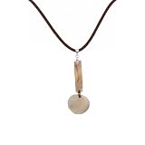 Necklace - N224 - Long Shell hung on Brown 16" Silk/Satin Cord + 2" Extension Chain