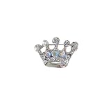 Mini Crown Pin Crystals Silver Tone