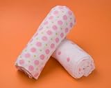 Bambino Land Muslin Organic Blankets Dots Pink & Brown - 2 Pack