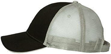 Cotton Twill Trucker Cap With Mesh Back and A Sleek Trim on front of the Bill - Unisex - Black/Grey