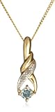 9ct Yellow Gold AMP331272 Ladies Aquamarine & Diamond Pendant & 18" Chain
