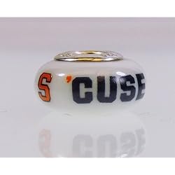 Syracuse Orange Fenton Glass Bead Fits Most Pandora Style Charm Bracelets