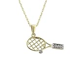 Diamond Accent Tennis Racket Pendant