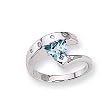 Blue Topaz and Diamond Sterling Silver Ring (Sizes 6-8)