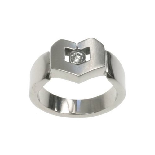 316L stainless steel ring with cubic zirconia stones and a shiny polish (Sizes 5-8)stone - Width: 7mm (Sizes 8-12)
