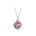 14K White Gold 0.05 ct. Diamond and 9 1/2 ct. Cushion Cut Pink Topaz Fashion Necklace -16''