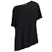 Memorose Women Loose Sleeve Plain Shoulder Off Asymmetric Hem T Shirt Top Blouse BlackXXL